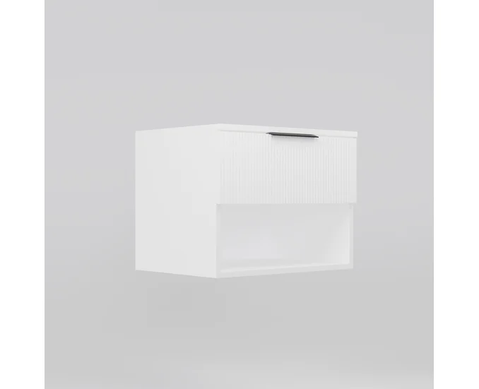 MOBILIER BAIE CU BLAT DALET LEGGERO, MDF VOPSIT ALB RAL 9003, CU DEPOZITARE, 60 CM